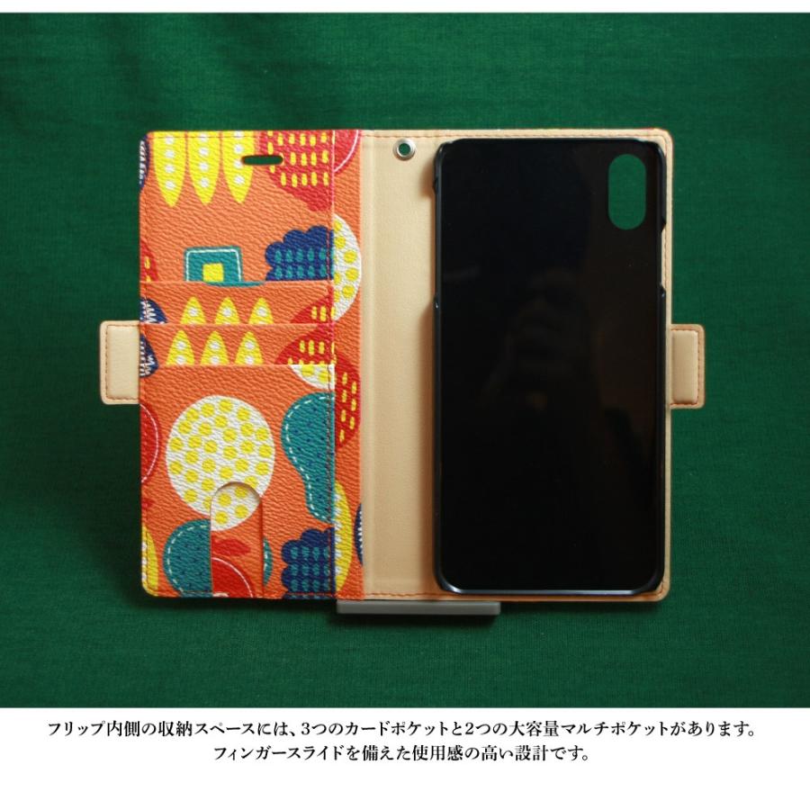 iPhone XS Max ケース 手帳型 北欧 おしゃれ イラスト PUレザー フリップタイプ / フルーツ：オレンジ｜rinzo｜08