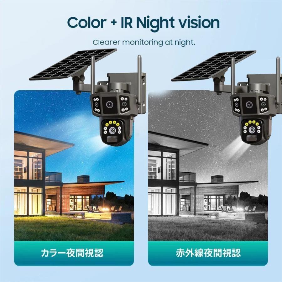 屋外用ワイヤレス監視 3MP ソーラー防犯カメラ 防犯カメラ 屋外 ソーラー 600万画素 wifi 充電式 ワイヤレス 三画面