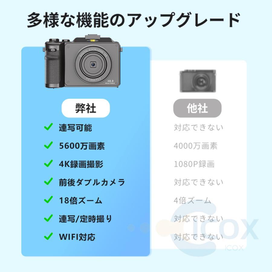 TOTAI デジタルカメラ 18倍ズーム デジカメ デジタルカメラ 4K高画質 18倍ズーム WiFi機能 5600万画素