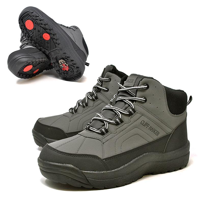 スパイクブーツ メンズ スノーブーツ ワンタッチスパイク 0659 グレー