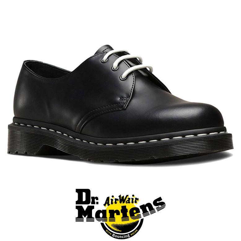 ドクターマーチン 3 ホール シューズ Dr.Martens 1461 WS 3 Eye SHOE WHITE STITCH 24757001 ブラック 黒 ホワイト ステッチ レディース｜rio-footwear