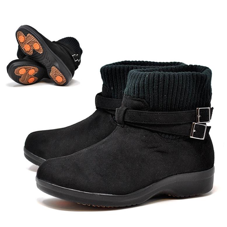 レディース スノーブーツ 幅広 4e 黒 R Premium 852 ショート ロポッサ 防寒ブーツ 代引可 雪 北海道 ニットブーツ 婦人靴 冬靴