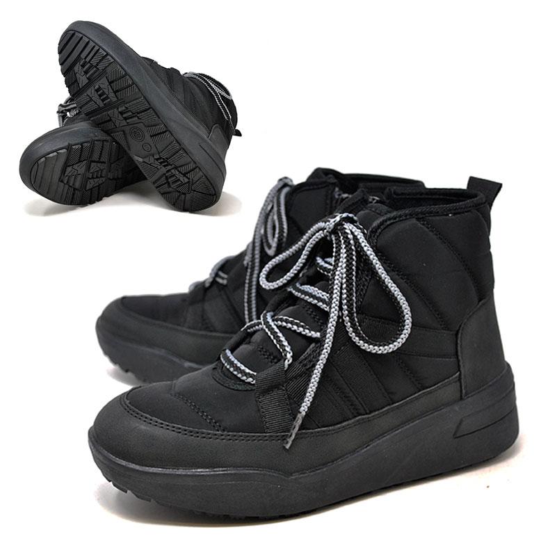 レディース スノーブーツ 防水 防滑 6810 ブラック 黒 レースアップ