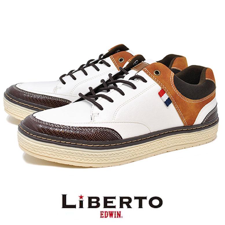 メンズ カジュアル シューズ 紳士靴 Liberto Edwin スニーカー リベルト エドウィン ホワイト キャメル Ledwcm Rio Footwear 通販 Yahoo ショッピング