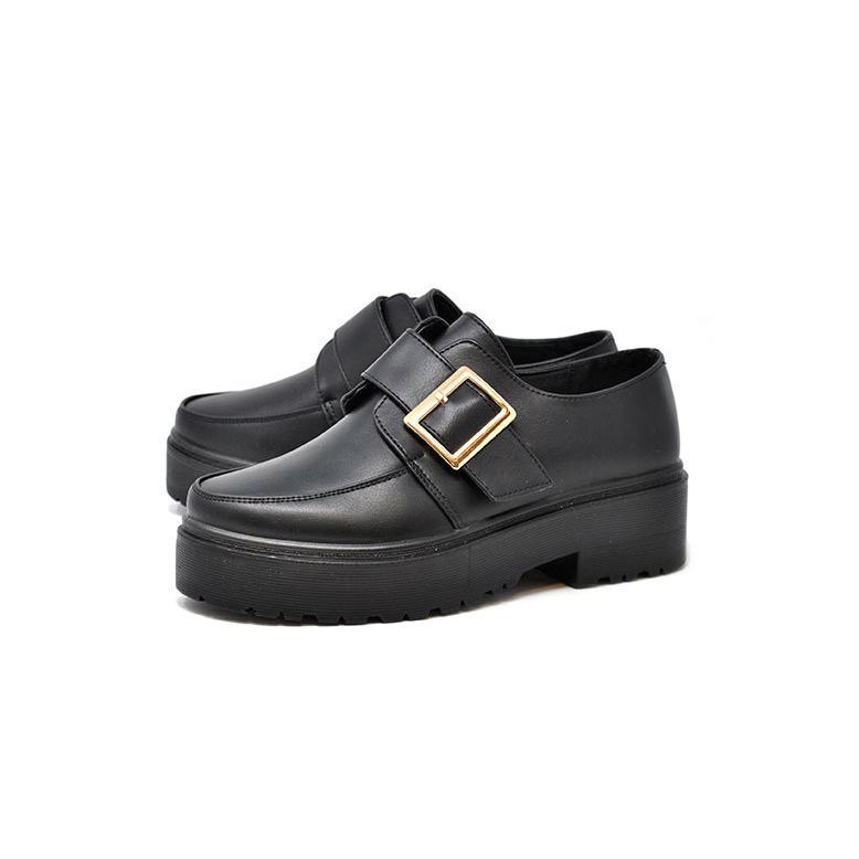 レディース 厚底 シューズ ローファー マニッシュ 1978 ブラックPU 黒