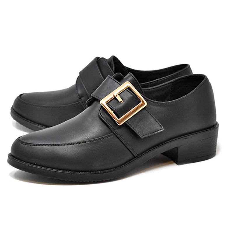 レディース ローファー マニッシュ 靴 シューズ 7666 ブラックPU 黒