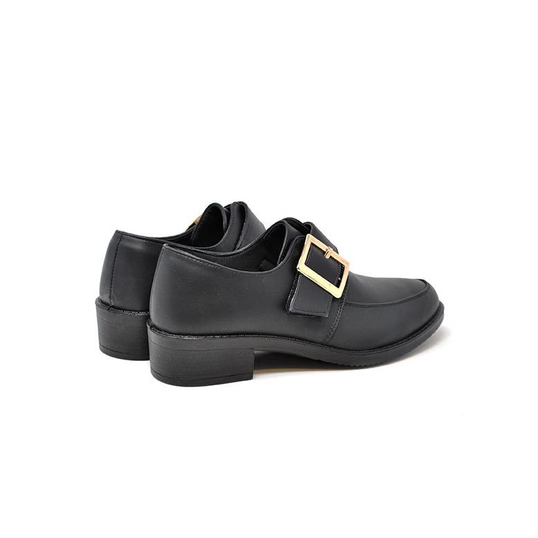 レディース ローファー マニッシュ 靴 シューズ 7666 ブラックPU 黒