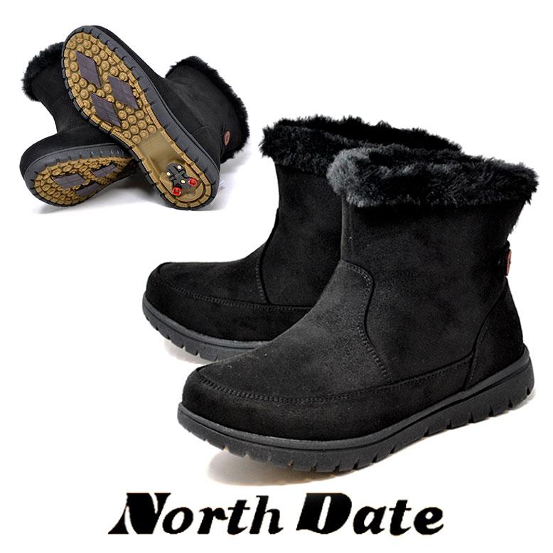 North Date ノースデイト レディース スパイク  スノーブーツ 28036 防寒 防滑 防水 ガラス繊維配合ソール ショートブーツ 靴 ダテハキ 北海道 防寒 スパイク スノーブーツ 28036 ショート NORTH DATE 北海道 冬靴