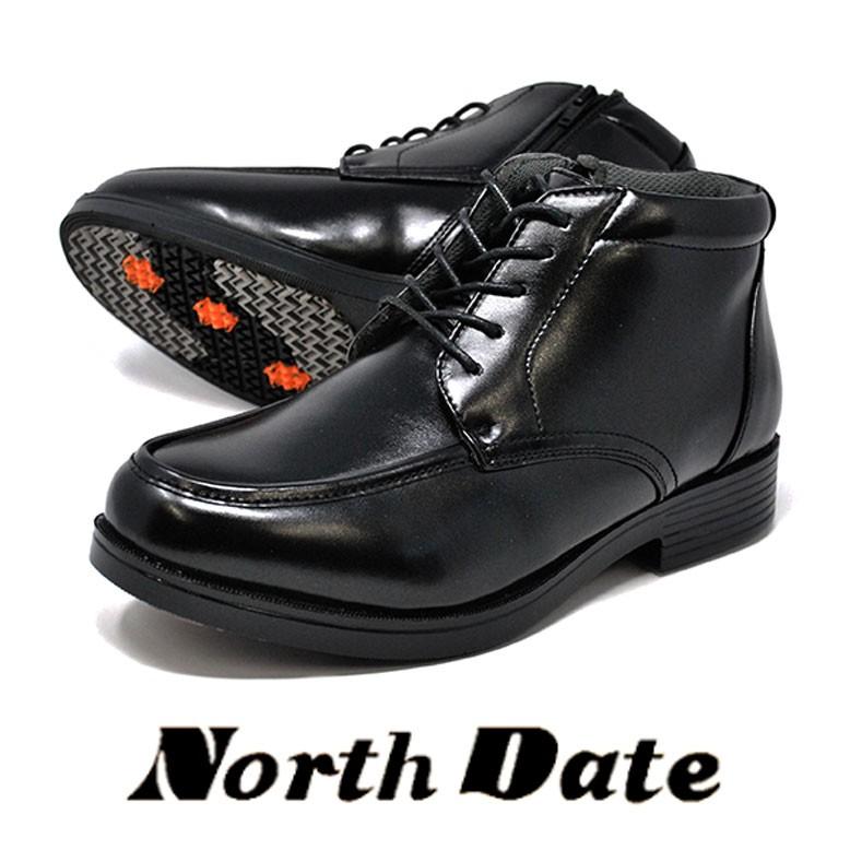 メンズ ビジネスシューズ 防水 防滑 ノースデイト 535 ブラック 雪