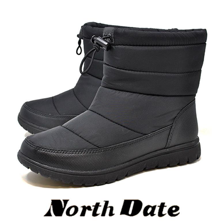 ノースデイト 防寒 スノーブーツ 38023 ブラック 防水 防滑 カジュアル