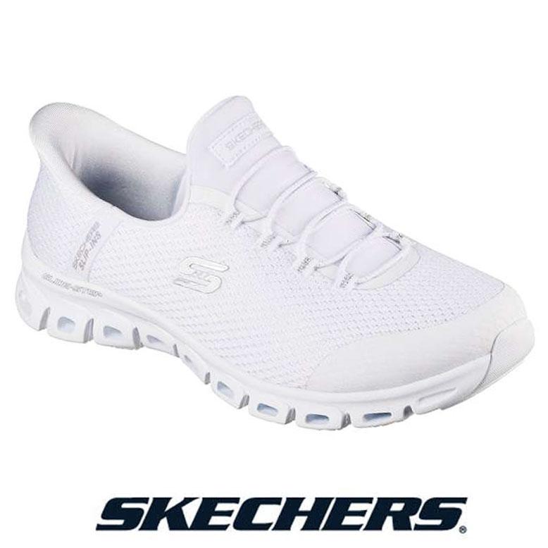 Skechers 女性用スニーカー ホワイト SKECHERS（スケッチャーズ） スリップインズ ワイド レディース