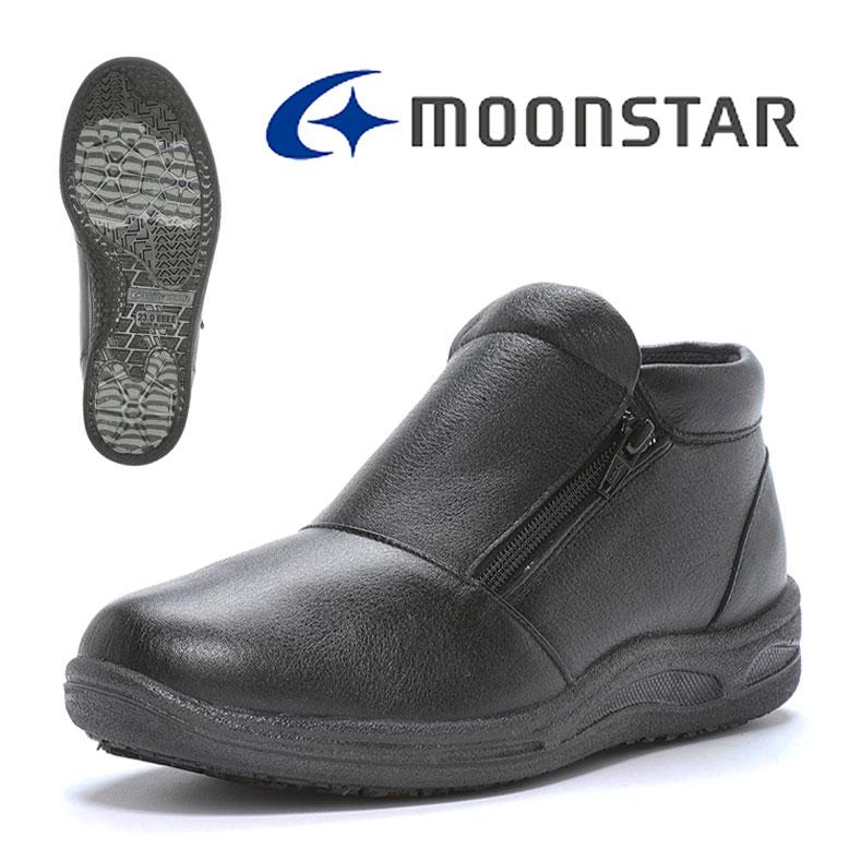 滑りにくい ムーンスター スポルス スノーブーツ ブラック 黒 4E 撥水