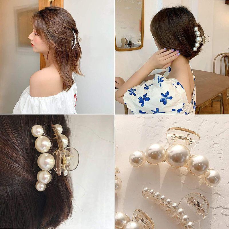 バナナクリップ レディース パール ヘアアクセ 髪留め ヘアクリップ