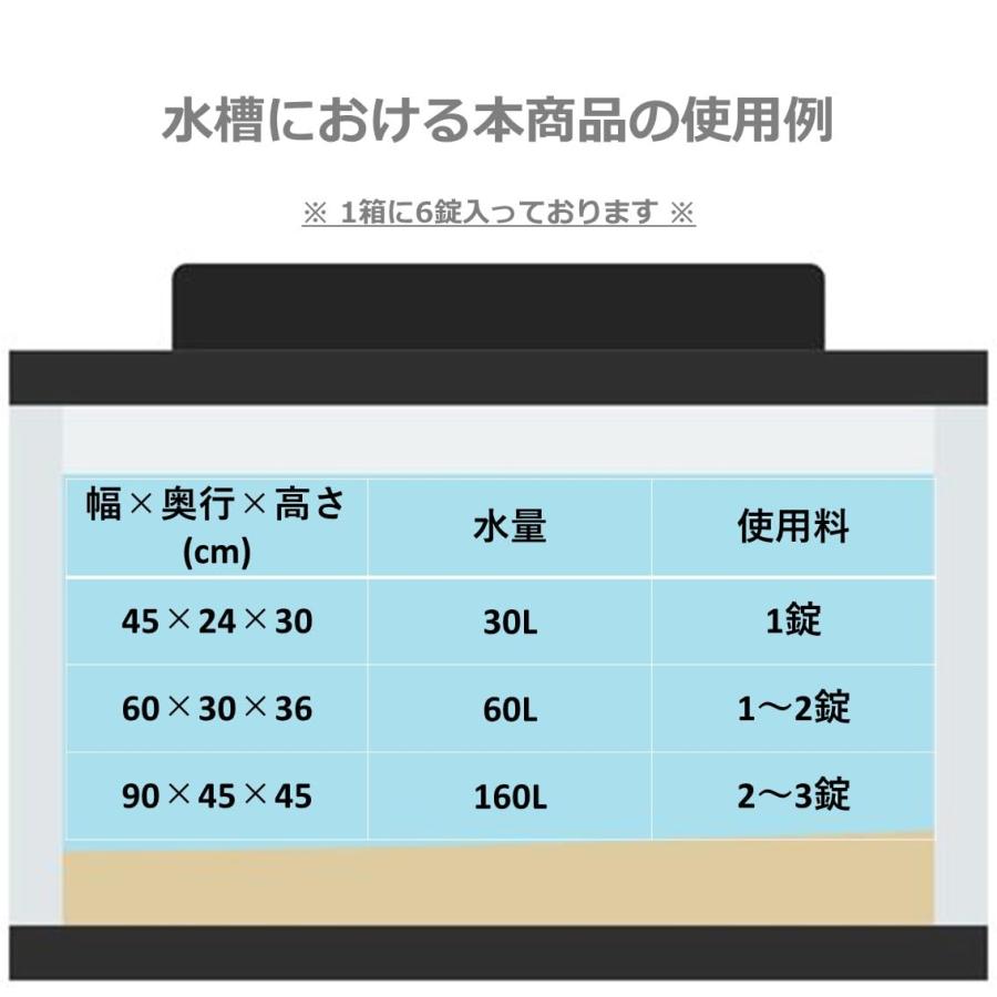 水槽用徐藻剤 ニューモンテ 3箱 （1箱6錠入） 徐藻剤 ニューモンテ アオコ コケ 除草剤 観賞魚用 水槽用 予防 強力 (A.3箱)｜riogrande｜02