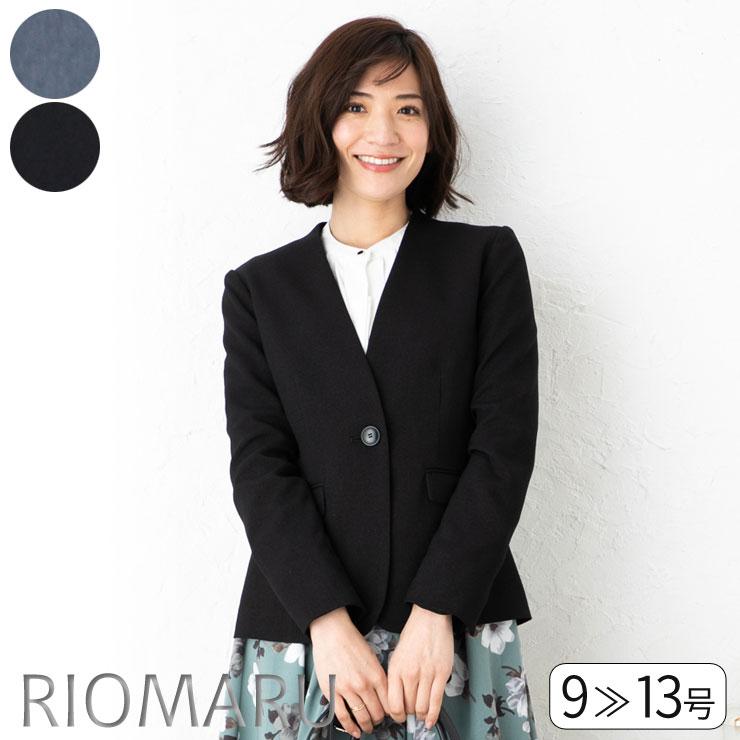ジャケット レディース 冬 秋 アウター 9 13号 ウーリッシュ V ノーカラー カラーレス 長袖 ジャケット Jk Am jk Riomaru リオマル 通販 Yahoo ショッピング