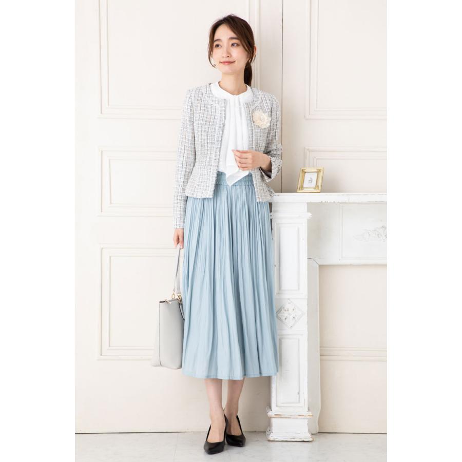 SALE30)コッパーラメ/カラーMIXツイードノーカラー 長袖 SALE30)コッパーラメ/カラーMIXツイードノーカラー 長袖