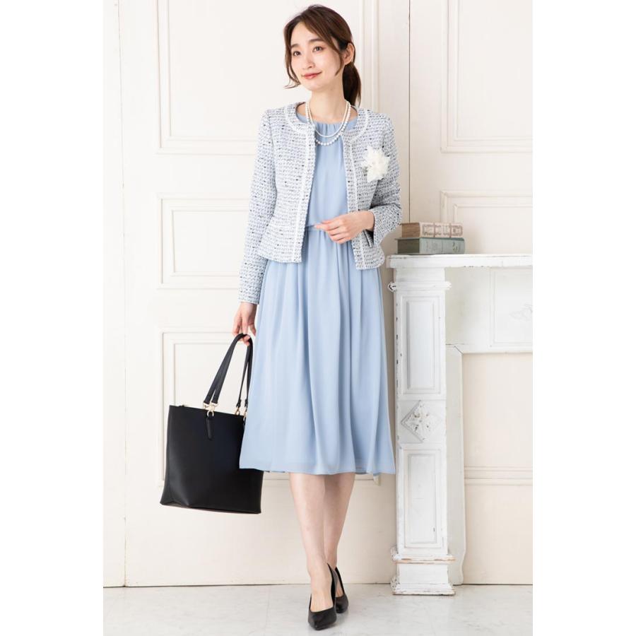 SALE40) (5〜15号)カラーMIXツイード×シフォンジョーゼット2点 SALE40) (5〜15号)カラーMIXツイード×シフォンジョーゼット2点