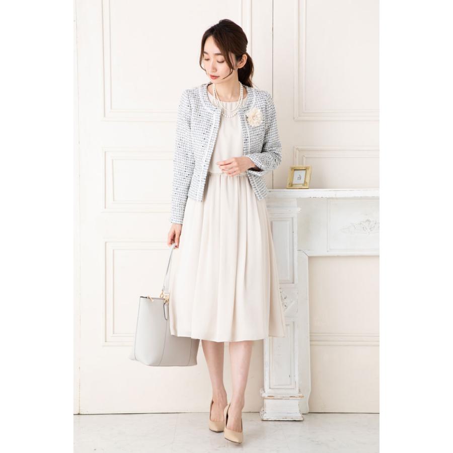 SALE40) (5〜15号)カラーMIXツイード×シフォンジョーゼット2点 SALE40) (5〜15号)カラーMIXツイード×シフォンジョーゼット2点