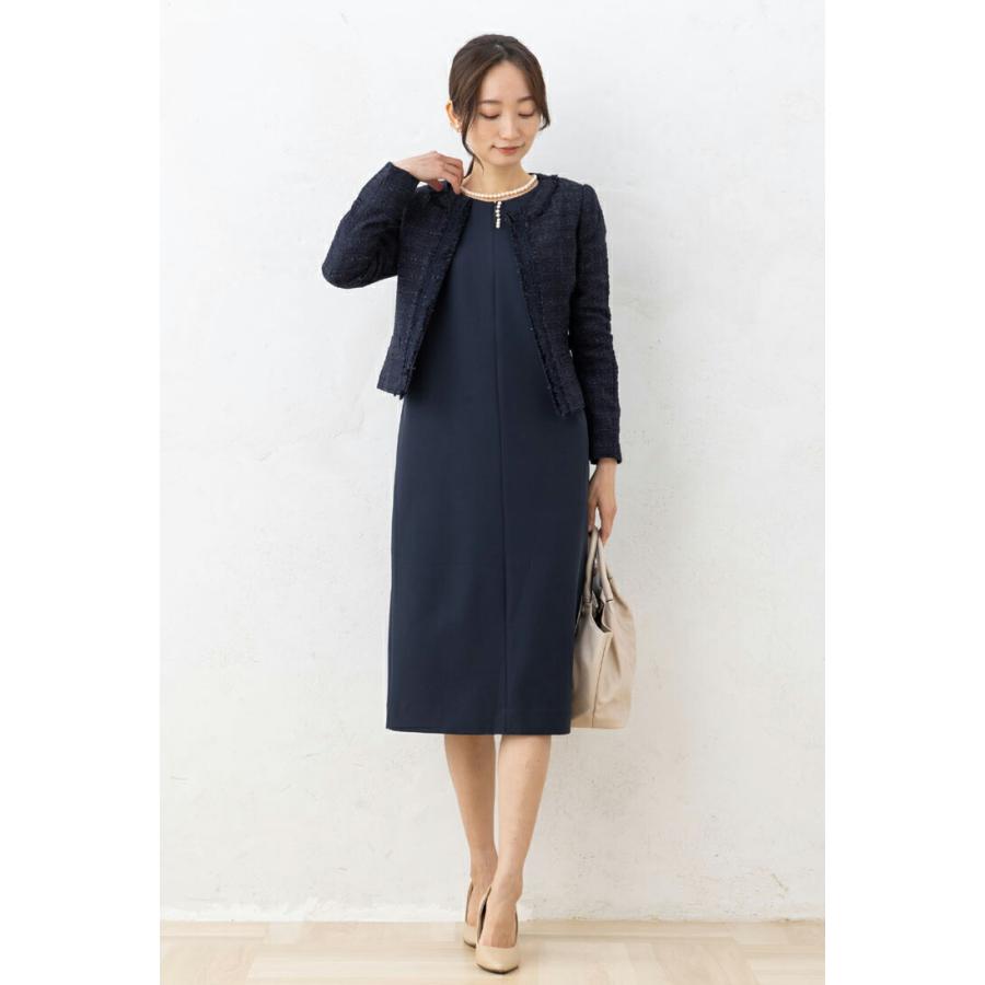 SALE30)(5〜21号)ファンシー ツイード ノーカラー 長袖 SALE30)(5〜21号)ファンシー ツイード ノーカラー 長袖