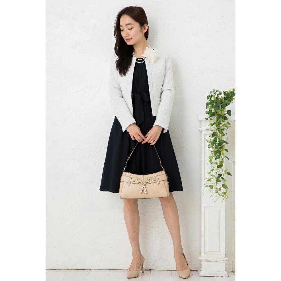 SALE40)ジャガード風ツイード×ジョーゼットノーカラー3点セット SALE40)ジャガード風ツイード×ジョーゼットノーカラー3点セット