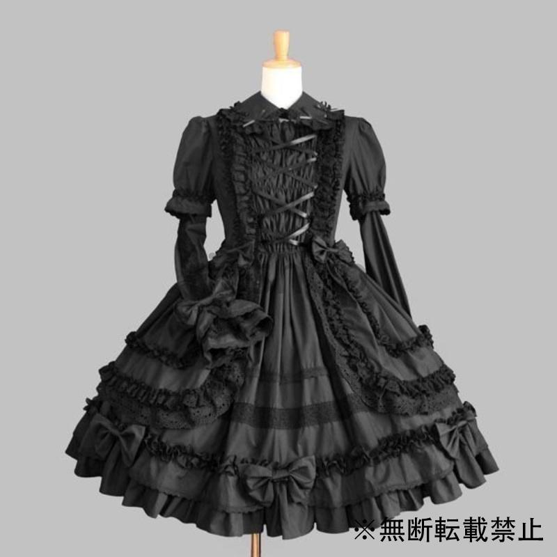 ゴスロリ フランセーズ ワンピース ロリータ ハロウィン パンク ゴシック ブラック Kiichan Business Rioshop 通販 Yahoo ショッピング