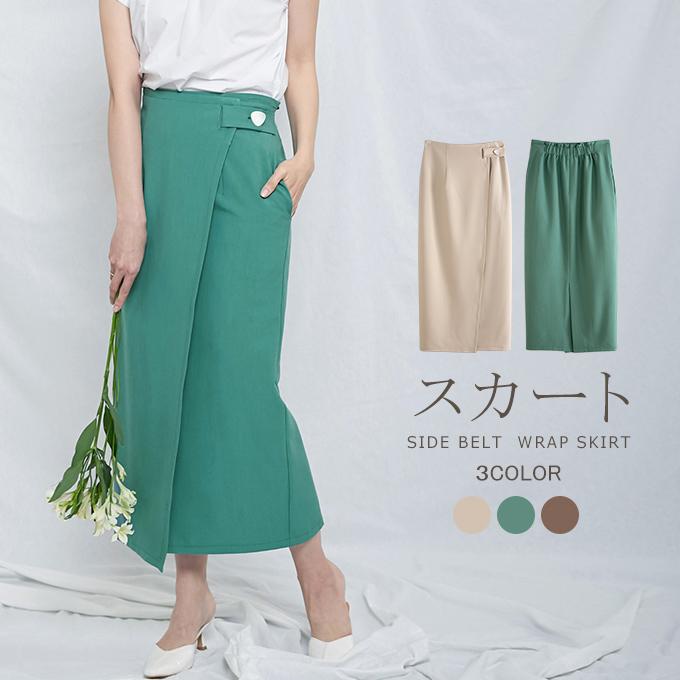 スカート ボトムス サイドベルトラップ ロングスカート 丈 タイトラップスカート サイドボタン M L 00sl8086 Rioty リオティ 通販 Yahoo ショッピング