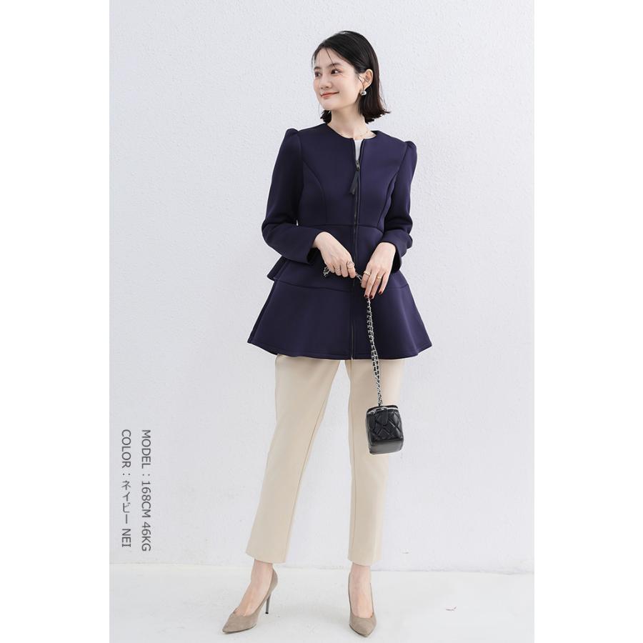 極美品★ADORE｜定価5,9万 ライトリバー ウールジャケット バックフリル ダンボールニットジャケット ノーカラージャケット パーカー