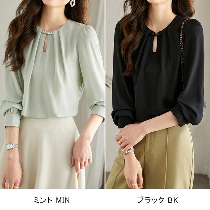 超PayPay祭 シフォンブラウス パール付き レディース シフォン