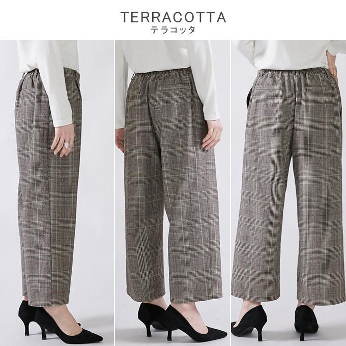 全品Point10倍!最大倍率50% グレンチェック レディース ガウチョパンツ