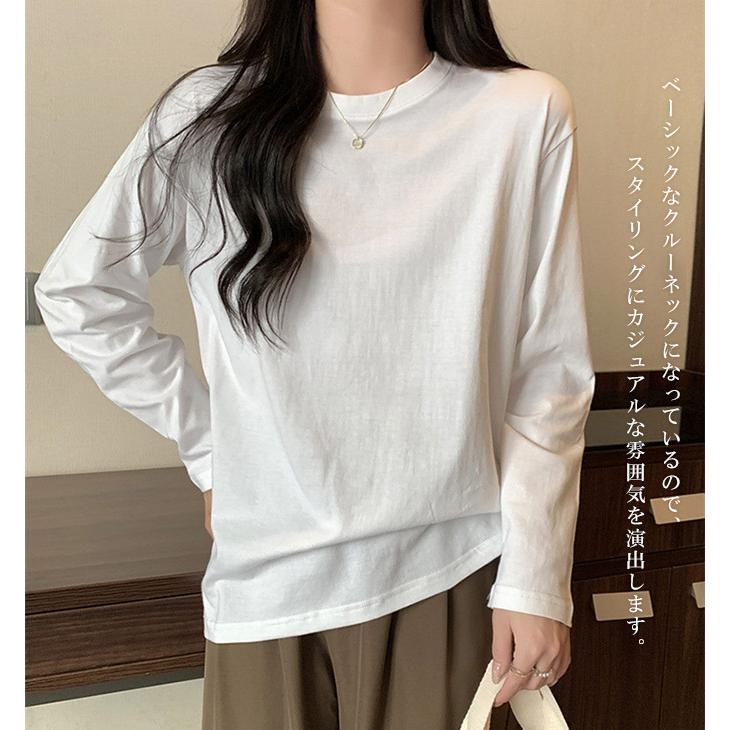 コットン 無地ロンT Tシャツ 長袖 レディース シンプルカットソー