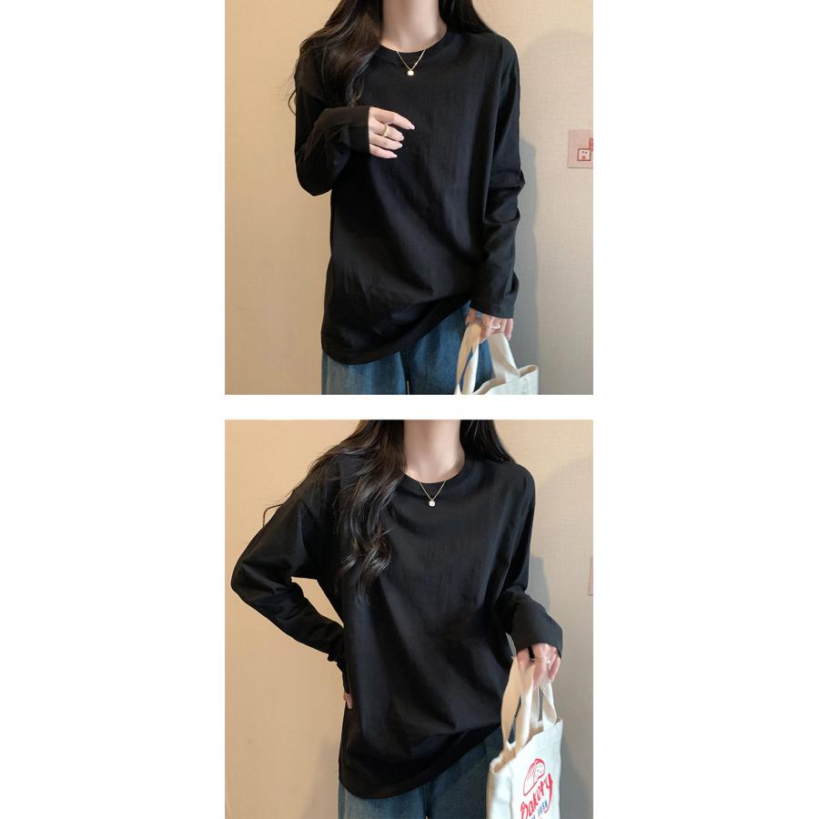 コットン 無地ロンT Tシャツ 長袖 レディース シンプルカットソー
