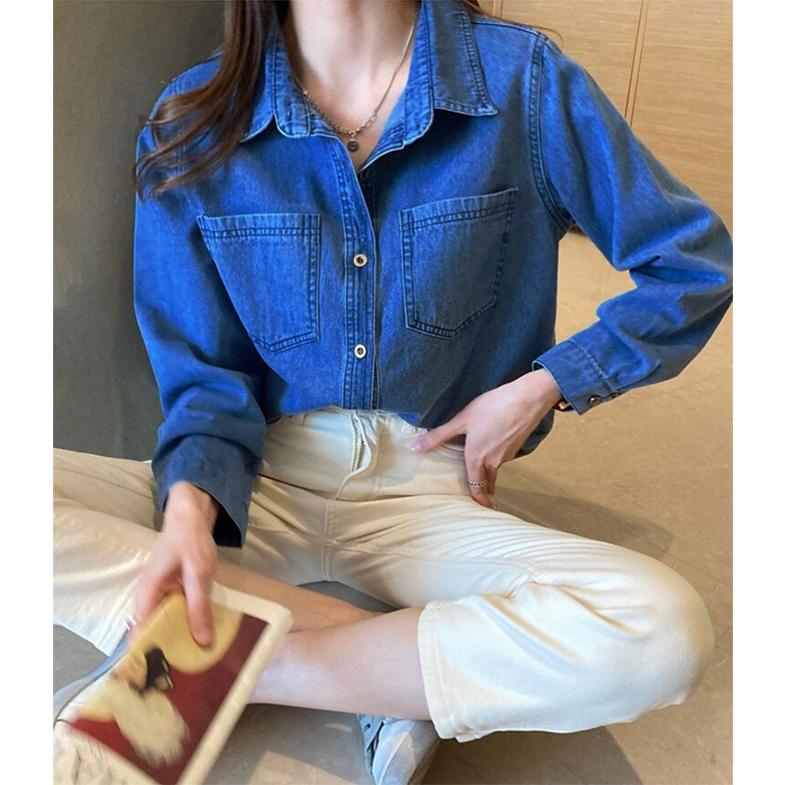【4XL】大きいサイズ レディース 秋　冬 デニム　トップス　新品 長袖　春 大きいサイズ レディース 秋 冬 デニム シャツ トップス 新品 長袖 春