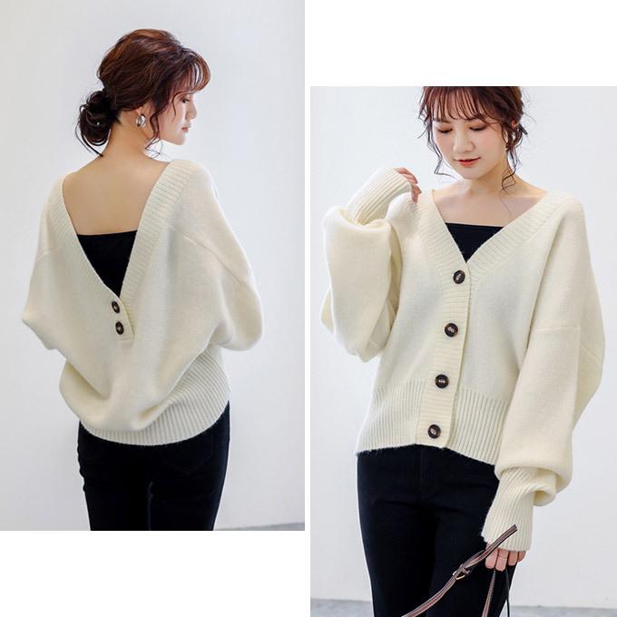 ニットカーディガン レディース 長い袖 ボタン アウター 切り替え ゆったり ショート丈 04tk7978 Rioty リオティ 通販 Yahoo ショッピング