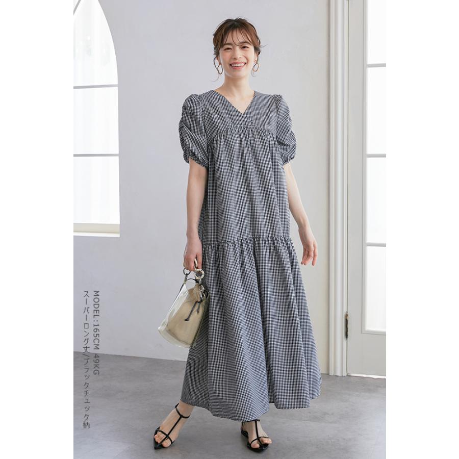 パフスリーブロングワンピース パフスリーブ 半袖 半袖ワンピース