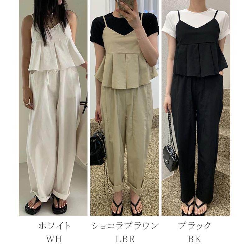 2枚セット】麻混 リネン 上下セットアップ ペプラムキャミソール 2枚セット】麻混 リネン 上下セットアップ ペプラムキャミソール