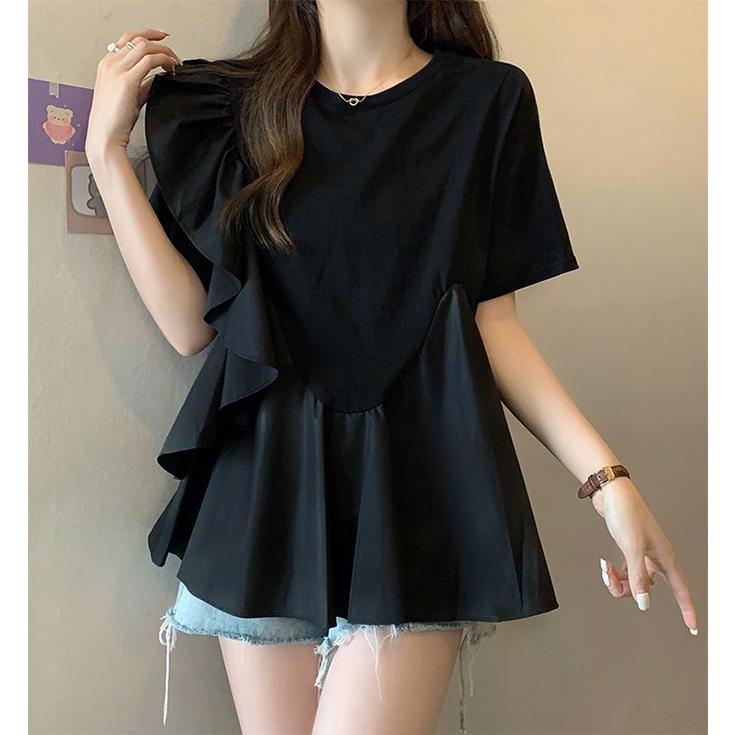 トップス ブラウス シャツ Tシャツ フリル ラッフル アシンメトリー