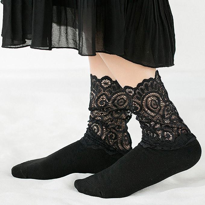 花柄レースソックス ハイ丈 レッグウェア レディース 総柄レース 透け透 雰囲気パンプス用 スニーカー用 透け感 コットン 伸縮性 ao8050 Rioty リオティ 通販 Yahoo ショッピング