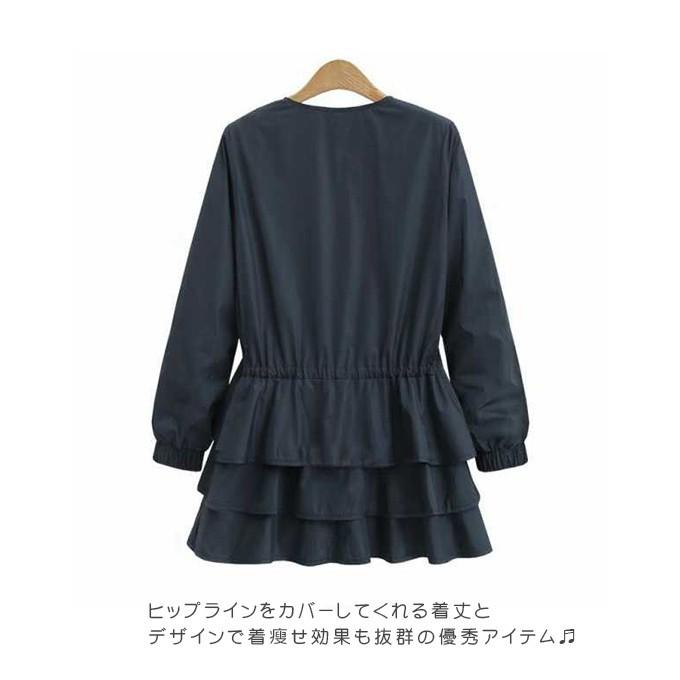 全品Point10倍!最大倍率50% 3段フリルジャケットコート ノーカラー