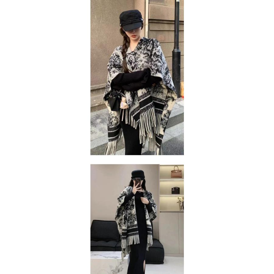 3WAY 大判ストール レディース 千鳥柄 アート柄 ストール マフラー