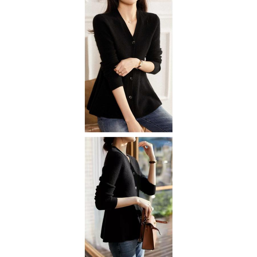 【新品タグ付】スナイデル　ペプラムカーディガン　リブニット　トップス　フリル　黒 ペプラムリブニットカーディガン カーディガン ニット