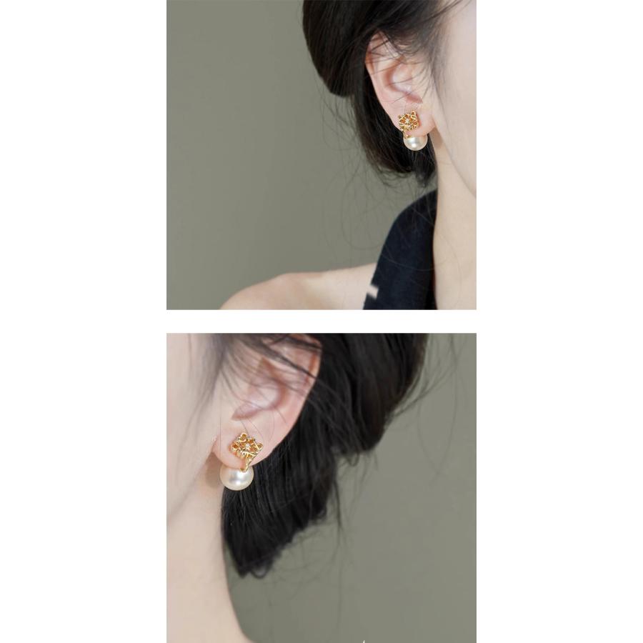 パール ピアス イヤーカフ 大きめ 大ぶり 一粒 痛くない イヤリング