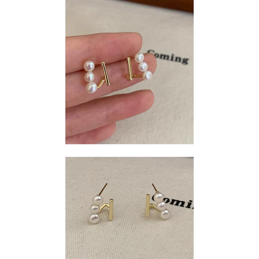 爆買WEEK パール ピアス 3連パール 両耳セット 痛くない 華奢 上品