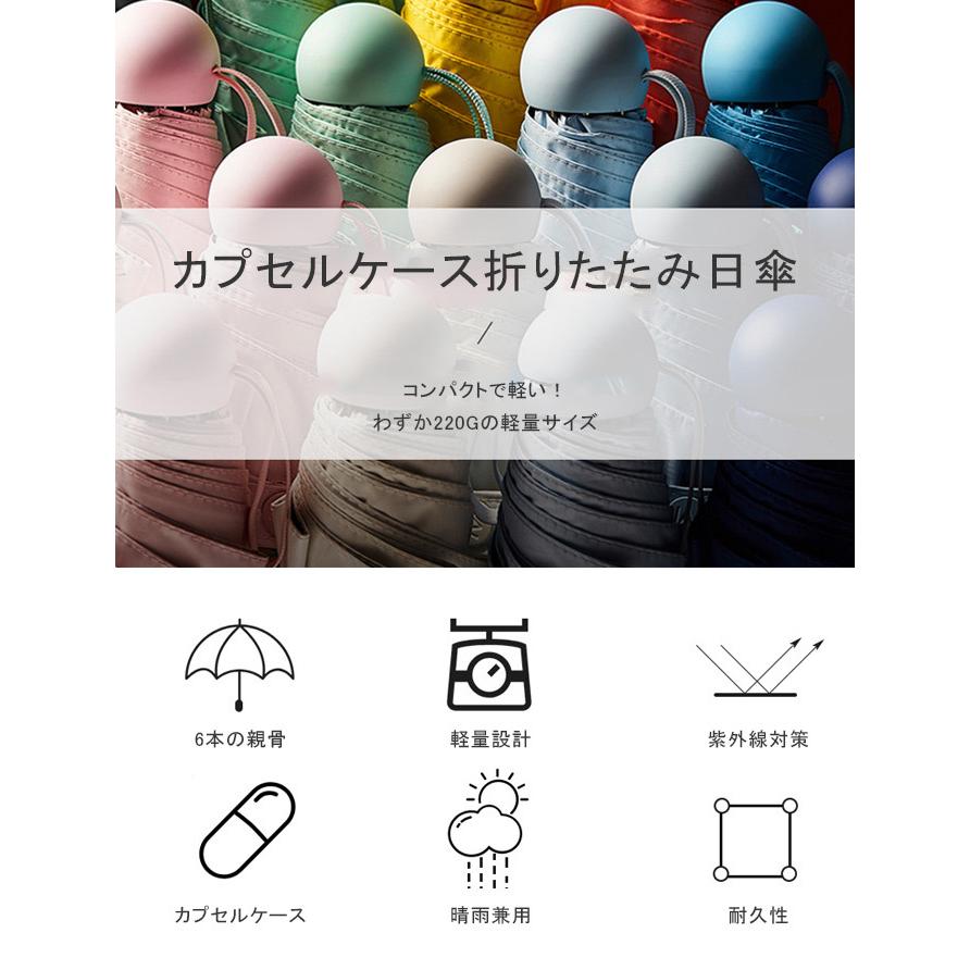 新素材新作 折り畳み傘 レディース カプセルケース 軽量設計 紫外線対策 日傘 晴雨兼用 一部即納 Tonna Com