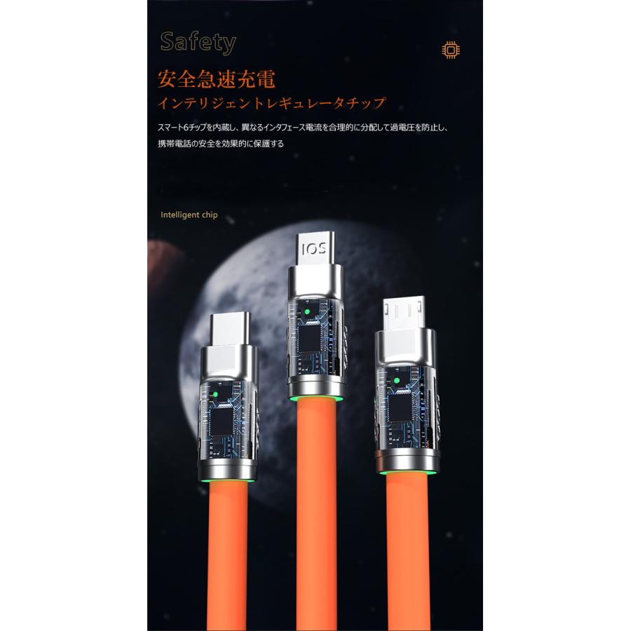 全品Point10倍!最大倍率50% 3in1 急速充電ケーブル 120W 6A TypeC 