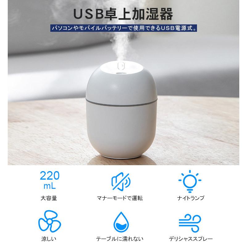 USB卓上加湿器 加湿器コンパクトミニ加湿器 運び用 卓上 充電 即納