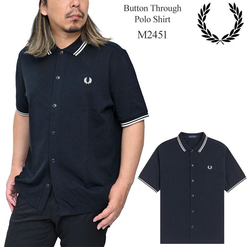 フレッドペリー　半袖ポロシャツ　ブラック FRED PERRY（フレッドペリー） フルオープンシャツ 半袖 メンズ ボタン
