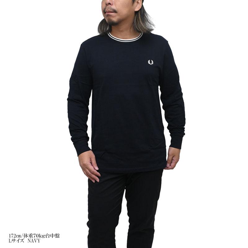 FRED PERRY ブラック 長袖 Tシャツ Long Sleeve Twin Tipped T-Shirt(S 102：BLACK): | FRED PERRY