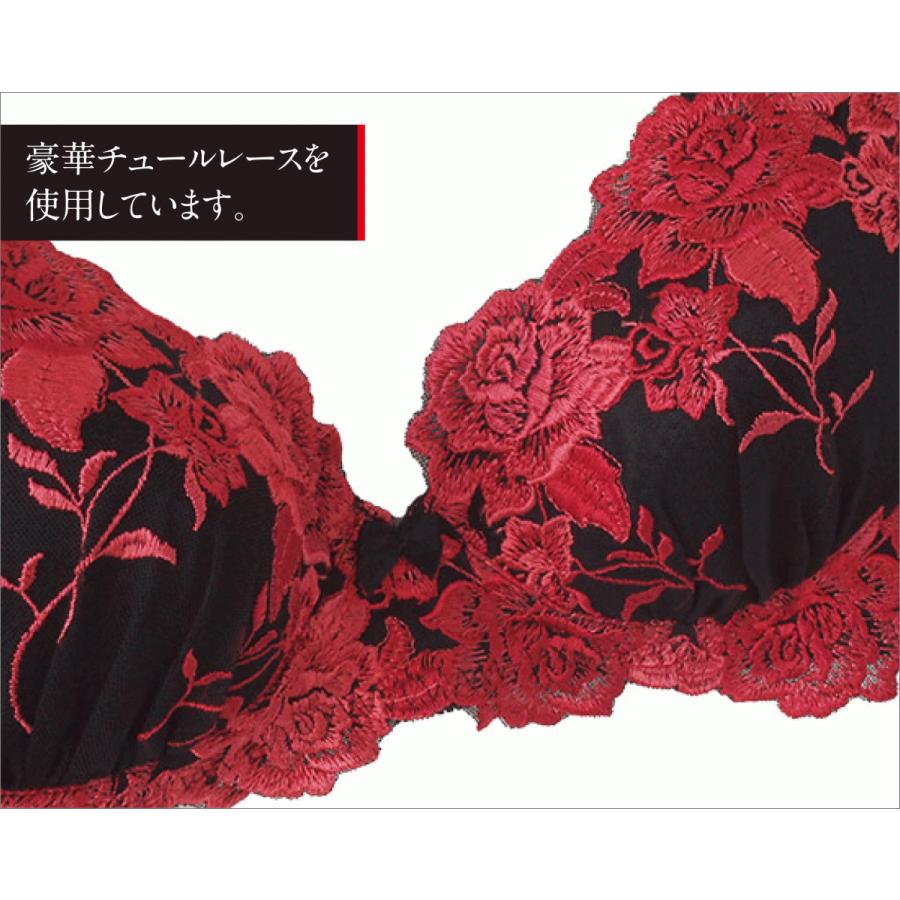 豪華花柄レース ノンワイヤー メンズブラジャー レッド （4色展開