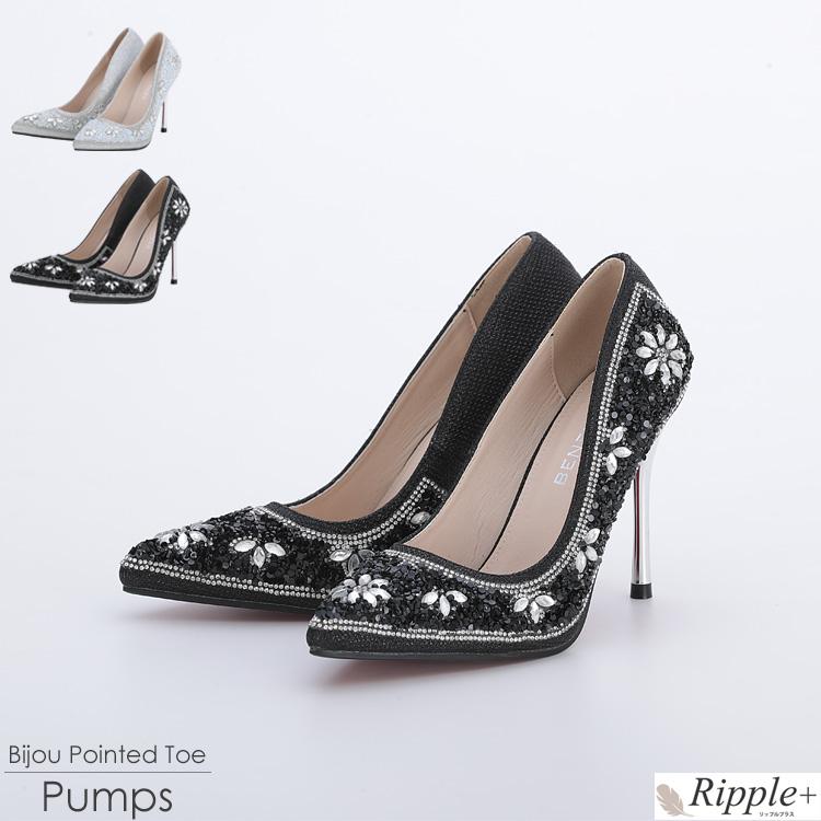 オンライン特販 パンプス 結婚式 キャバ レディース ポインテッドトゥ 大きいサイズ 10cm ヒール ピンヒール ビジュー キャバクラ キャバ嬢 二次会 謝恩会 披露宴 シューズ 靴 免税 Www Superavila Com