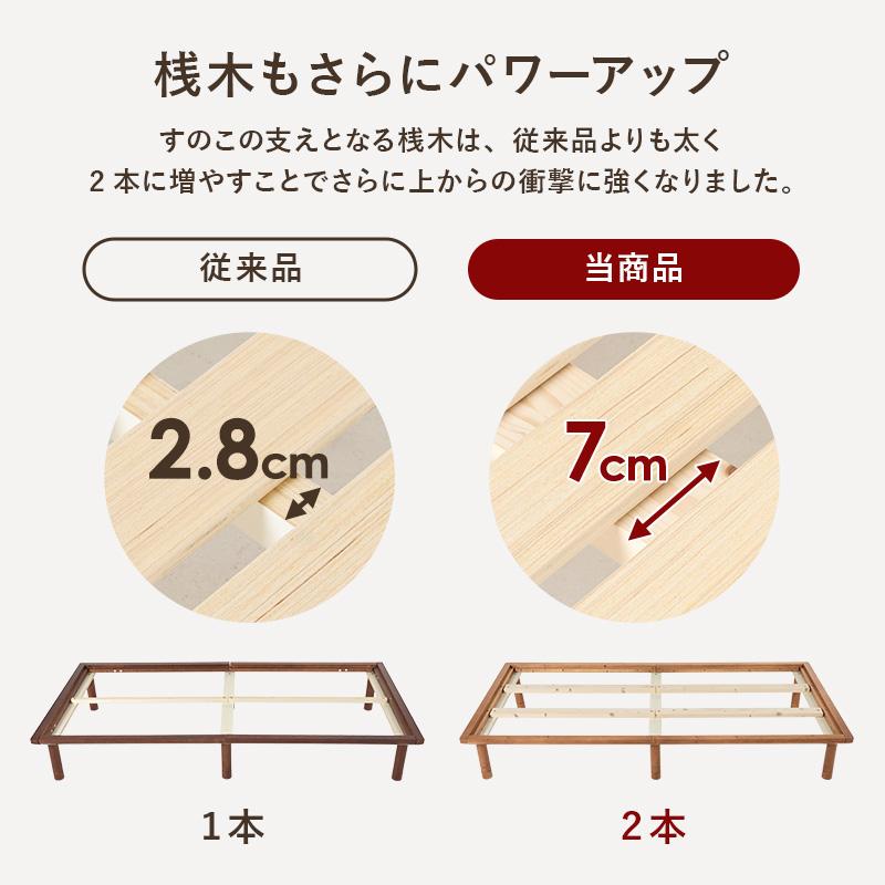 ベッド シングル シングルベッド フレーム すのこ すのこベッド 高さ調節 ロング 敷布団対応 木製 北欧 寝具 頑丈｜rippleplus-shop｜08